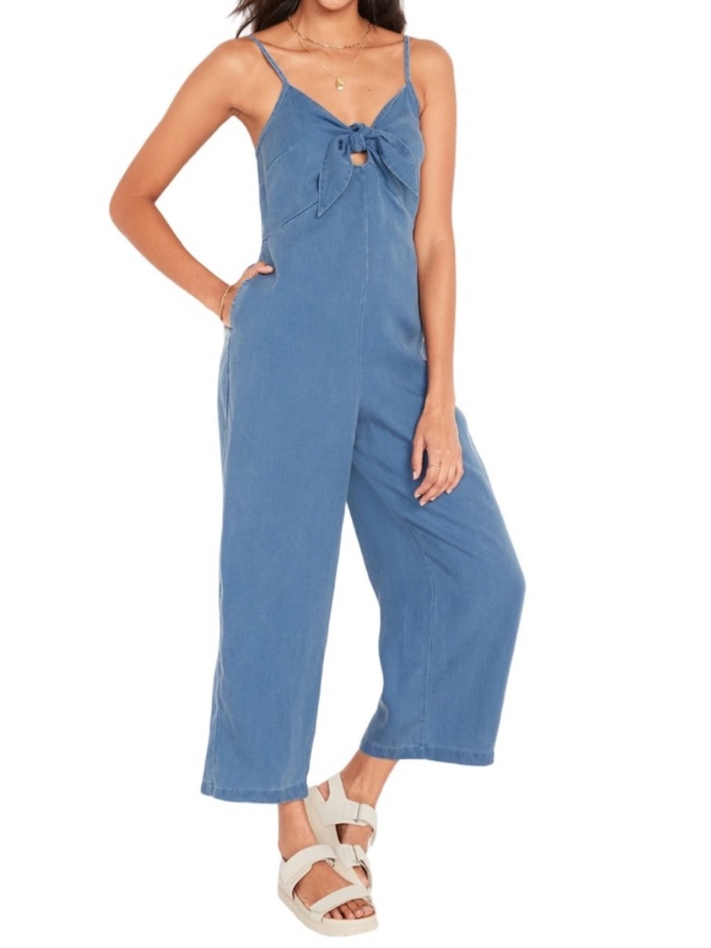 Old Navy Sleeveless Tie-Front Tencel Lyocell Jumpsuit